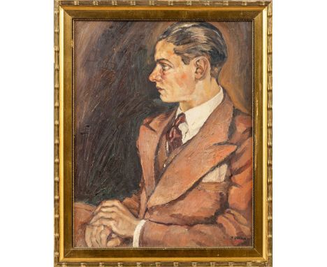 Brink, Raoul Albert (Brüssel, war tätig in Berlin 1907-nach 1967) "Portrait B.S."  Sign. Öl auf Malkarton. Ca. 55×44 cm. Rück