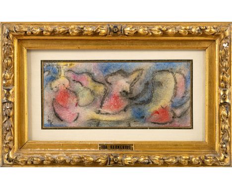 Kerkovius, Ida (Riga, Stuttgart 1879-1970) Komposition in Blau, Gelb und Rosa  Monogr. IK. Aquarell auf Japan-Papier. 10,5×22
