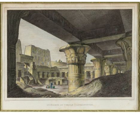 Edfu - Oberägypten (19. Jh.)  Intérieure du Temple d'Apollinopolis (Horustempel). Kol. Kupferstich. Gestochen von Frilley nac