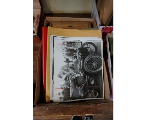 Automobilia:&nbsp;a collection of vintage black and white photographs; together with a Norton motorcycle twin cylinder manual