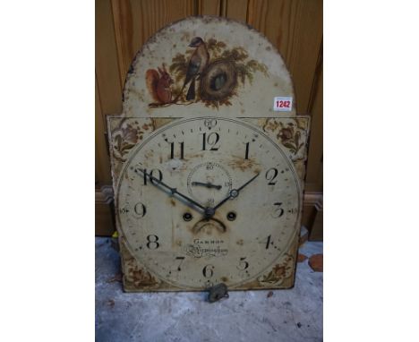 A 19th century longcase clock dial and movement, the 14in painted dial inscribed 'Gammon, Birmingham', no pendulum or weights