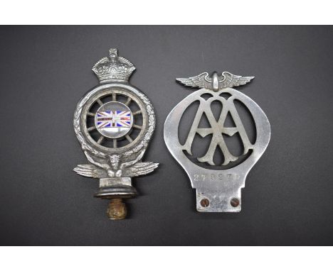 Automobilia: a Royal Automobile Club car radiator badge; together with another AA example.&nbsp; 