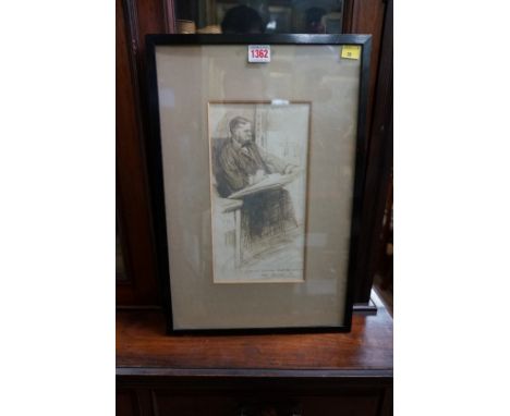 Sir Alfred Munnings, seated portrait of the artist 'S F Howitt', initialled, inscribed and dated Dec '98, pencil, 28.5 x 15cm