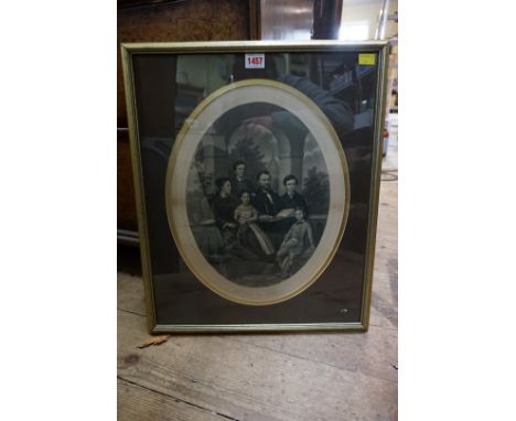 After E B Bensell,&nbsp;'Gen (Ulysses S) Grant and Family', monochrome print, 38.5 x 30cm oval.&nbsp;&nbsp; 
