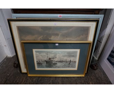 John McNulty, 'Racing Sails I', signed, titled and numbered 218/350, colour print, I.38.5 x 54cm; together with an antique co