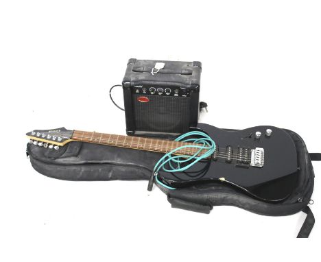 A Conrad six string electric guitar and Stag CA.15 practise amplifier. Comes with canvas carry bag. 