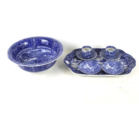 A collection of assorted 19th century blue and white ceramics. Including Wedgwood, Copeland Spode and Cauldron. Max. H11cm