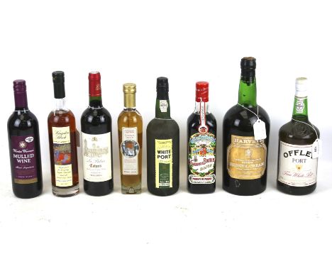 Eight assorted bottles of alcohol. Comprising one bottle of Harvey's Bristol Cream Sherry 1971, 1.5l, no vol shown, one bottl