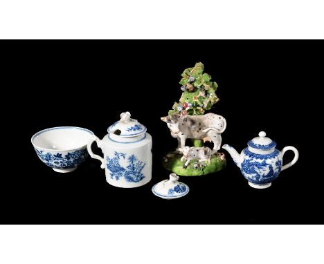 A selection of English porcelain, various dates, last quarter 18th/first quarter 19th century, comprising: a Caughley 'Fisher