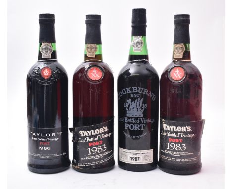 An assortment of vintage 20th century Taylor's Late Bottled Vintage Port. The lot comprising two 1983 Taylor's Late Bottled V