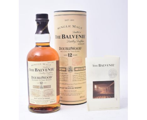 A Single Malt The Balvenie Double Wood matured in two casks aged 12 years Scotch Whisky in tubular box. Matured first in trad