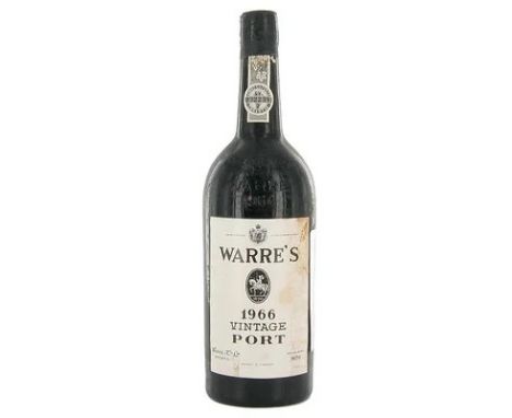 A vintage 1966 Warre's Vintage Port bottle. Vinho Do Porto Garantia SY797387 label. 75cl bottle. Seal intact.&nbsp;