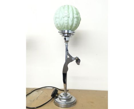 A 1930s chrome plated lady figure lamp. Postage category B