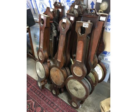 A collection of fourteen late George III and Victorian barometer cases for restoration sold without reserve.