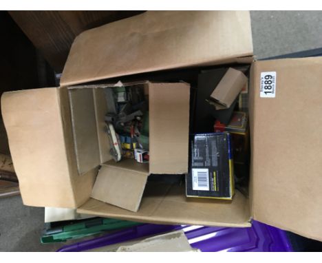 A box containing playworn die cast vintage toys and a quantity of dolls house furniture and other items no Reserve.