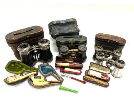 A small collection of vintage opera glasses and cheroot holders. (D)