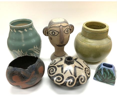 6 Vintage studio pottery vases. (D)