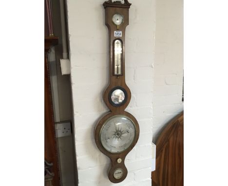 A late George III mahogany wall barometer. Maker J Winterhalter 99 Bishopsgate sold without reserve.