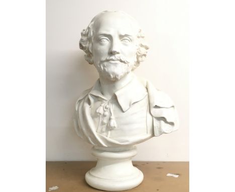 A vintage plaster composition Shakespeare bust, 54cm tall. some damage . This lot cannot be posted. NO RESERVE