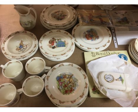 A collection of Royal Doulton Bunnykins including cups saucers and side plates.
