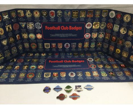 A collection of football badges comprising seven enamel Steward examples from 1958 onwards plus two complete Esso sets. Shipp