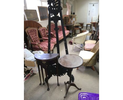 A small George III mahogany tea table a Mahogany wine table and a picture easel (3) sold without reserve.