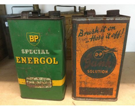 A vintage BP Special Energol one gallon can and a DP Solution one gallon can plus contents (2). Shipping category D.
