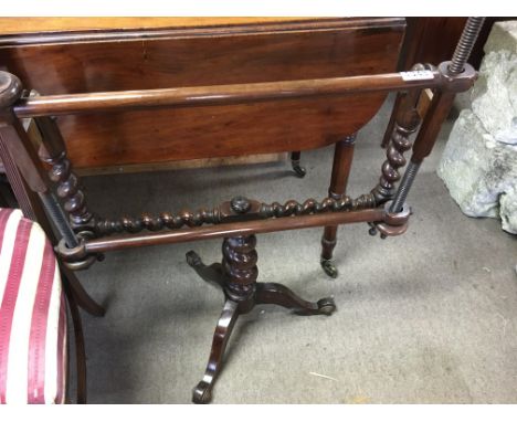 A Victorian Tapestry stand with barley twist column on cabriole legs .