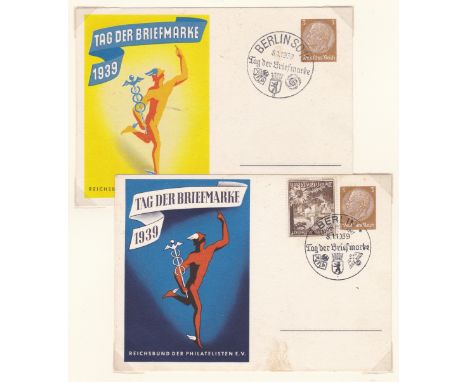 Germany 1939 Stamp Day Michel P239/01 &amp; P239/02 used; Cologne Carnival Michel P276 &amp; P277 unused; Int. Motor Show Ber