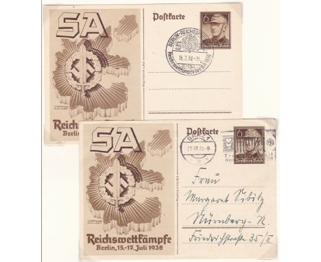 Germany 1938 Air cent, birth Count Zeppelin SG657-658 m/m set; Env flown Graf Zeppelin cancel 1.12.1938 on SG657-658; SA Stor