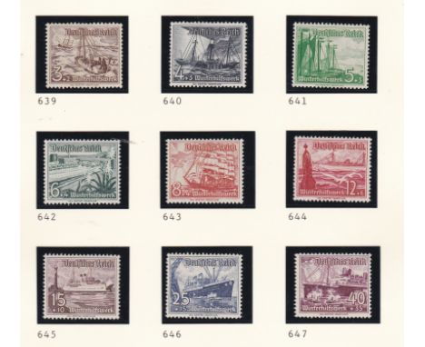 Germany 1937 Michel P264/08 unused Michel P265 used; Winter Relief Fund Shipping SG639-647 m/m set; SG639a booklet pane, Mich