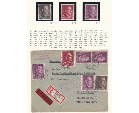 Germany 1941-1944 General Government 2nd definitives SG429-431 used, Env cancel on SG429, 430, 431 x 4, SG432-434 used, Env c