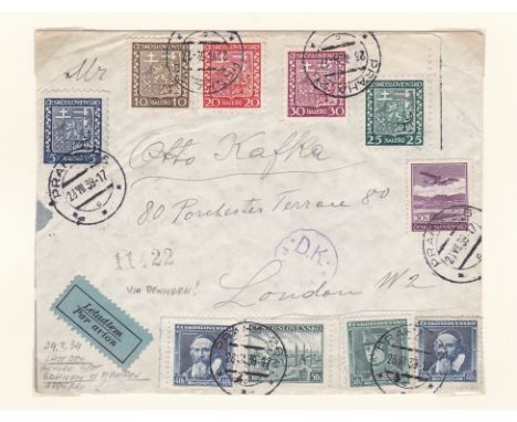 Germany 1939 Occupation Czechoslovakia Env cancel on SG500b; b/w postcard Hitler cancel on Czech SG287a red cachet commem Hit