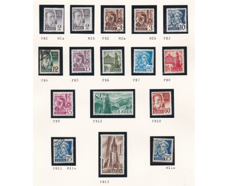 Germany 1947-1948 French Zone Baden definitives SG FB1- FB37 multiples mint &amp; used