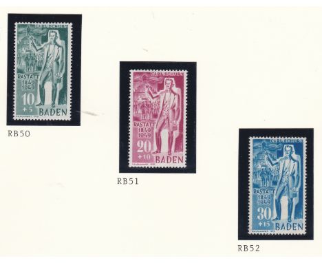 Germany 1949 French Zone Baden Engineers Congress SG FB46 m/m; commem postcard cancel 25.5.1949 Constance  cachet on SF FB46;