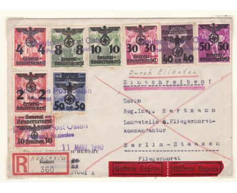 Germany 1939 Poland General Government Inauguration Governor General in Krakau 7.11.1939 on SG720 commemorative sheet; SG372-