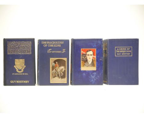 Guy Boothby, 4 titles: 'Doctor Nikola', London, Ward Lock, [nd], c.1900, b/w frontis + 16 plates by Stanley L. Wood as called