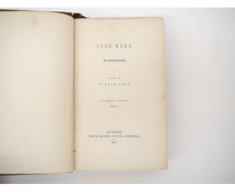 Brontë, Charlotte ["Currer Bell"]: 'Jane Eyre', London, Smith, Elder, and Co., 1847, 1st edition, volume 1 only (of 3), half 