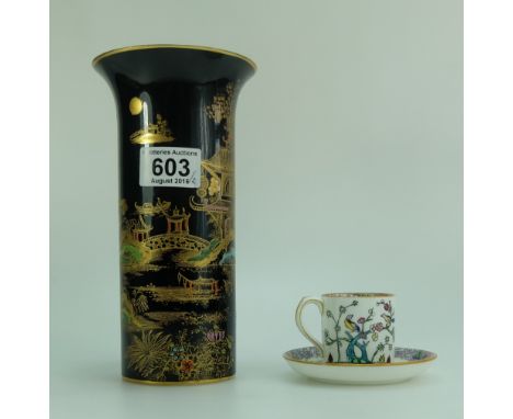 Wiltonware oriental vase decorated in chinese scenes together with Minton Indian tree pattern half can (2) 