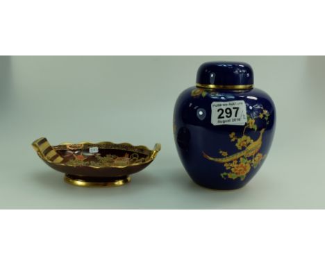 Carltonware cobalt blue ginger jar and similar rouge royale bon bon dish  (2)