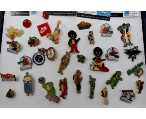 Mixed enamel badges to include Disney examples. P&amp;P Group 1 (£14+VAT for the first lot and £1+VAT for subsequent lots) 