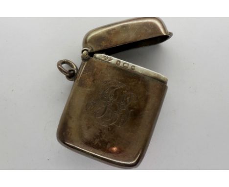 Hallmarked silver vesta case with jump ring, 25.3g, Birmingham assay. P&amp;P Group 1 (£14+VAT for the first lot and £1+VAT f