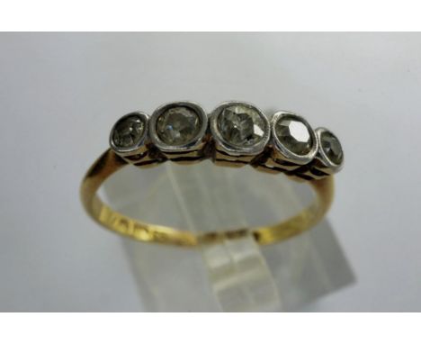 18ct gold diamond and platinum ring, hallmarked Chester assay, Size N, 1.97g. P&amp;P Group 1 (£14+VAT for the first lot and 