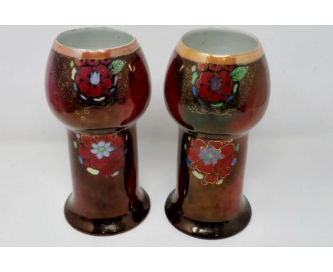 Pair of Wilkinson Royal Staffordshire lustre vases, H: 21 cm, surface marks throughout. P&amp;P Group 3 (£25+VAT for the firs