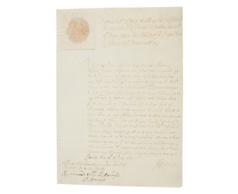 British Navy - James II (1633-1701), King of England, Scotland and Ireland Document signed (as Duke of York and Lord High Adm