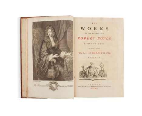 Boyle, Robert The works... in five volumes London: for A. Millar, 174. 5 volumes, folio, engraved frontispiece portrait, titl
