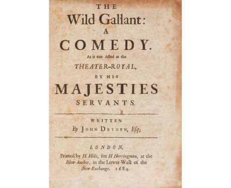 Dryden, Shakespeare and Wycherley Plays Collection of eleven plays, ten of them by Dryden, one the first edition of his adapt
