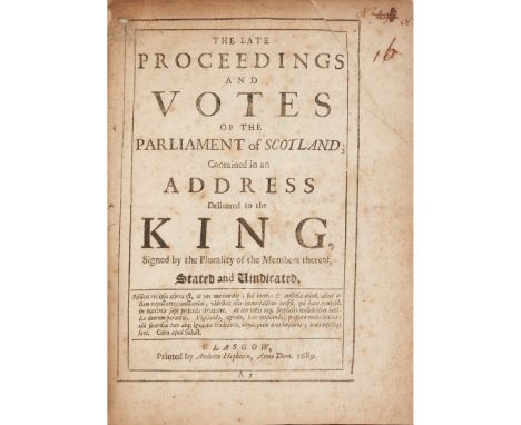 Scottish History, 17th century, a collection of 5 works, including Ferguson, Robert The late proceedings and votes of the Par