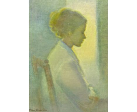 Olive Bagshaw (Northern British fl.1965-1978): Young Woman seated near a Window, oil on canvas board signed 57cm x 41cmProven
