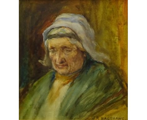 Joseph Richard Bagshawe (Staithes Group 1870-1909): Portrait of an Old Lady, watercolour signed 23cm x 21cm Condition Report 